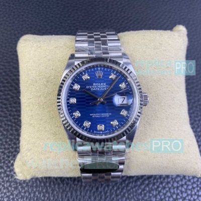 Clean Factory 1:1 Super Clone Datejust 36 MM CF 3235 Watch Fluted motif with Diamond